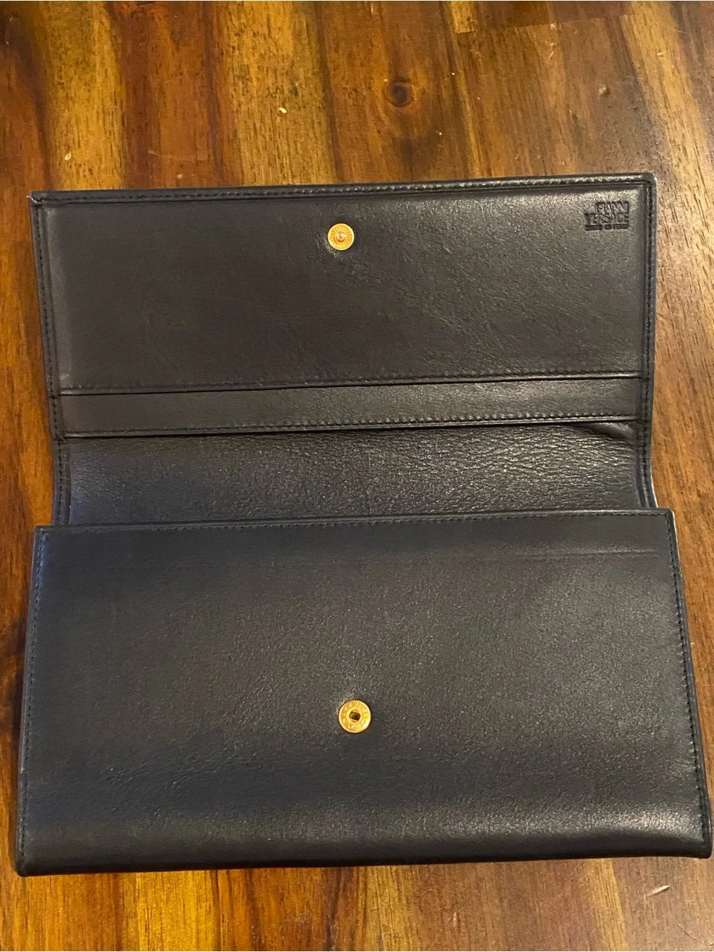 Gianni Versace Black Leather Wallet with Gold Medallion
